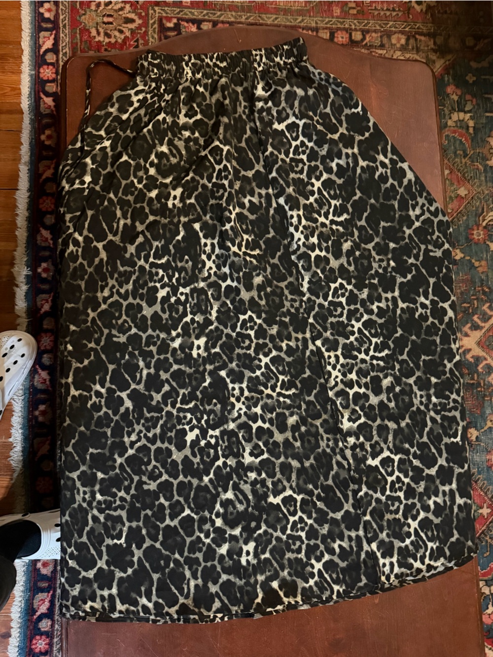 Leopard Print Maxi Skirt in Black and Cream